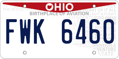 OH license plate FWK6460