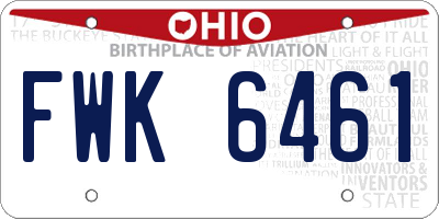 OH license plate FWK6461