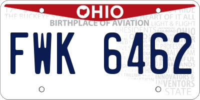 OH license plate FWK6462