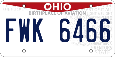 OH license plate FWK6466