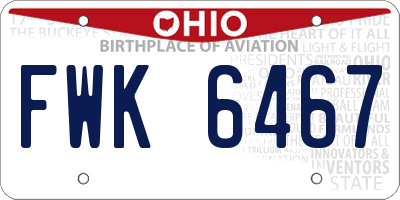 OH license plate FWK6467