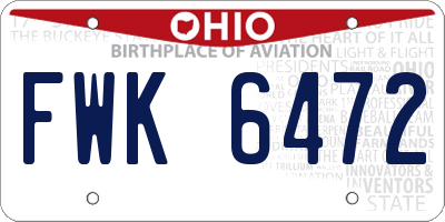 OH license plate FWK6472