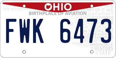 OH license plate FWK6473