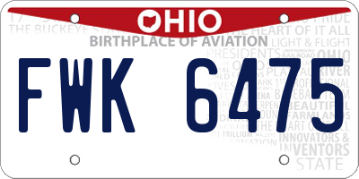 OH license plate FWK6475