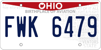 OH license plate FWK6479