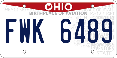 OH license plate FWK6489