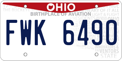 OH license plate FWK6490