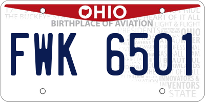 OH license plate FWK6501