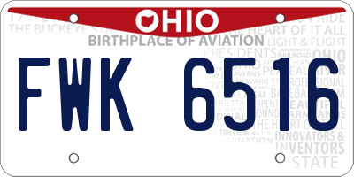 OH license plate FWK6516
