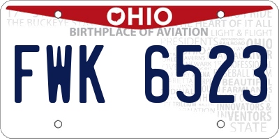 OH license plate FWK6523