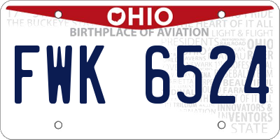 OH license plate FWK6524