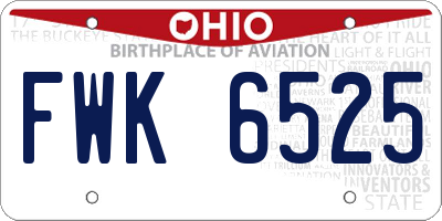 OH license plate FWK6525