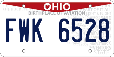 OH license plate FWK6528
