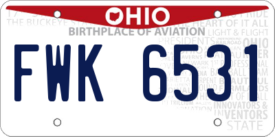 OH license plate FWK6531