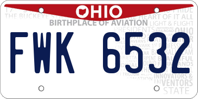OH license plate FWK6532