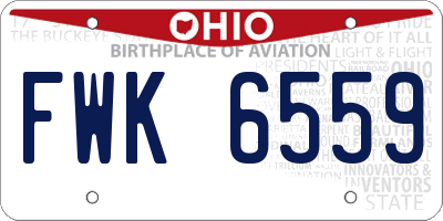 OH license plate FWK6559