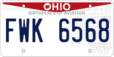 OH license plate FWK6568