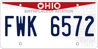 OH license plate FWK6572