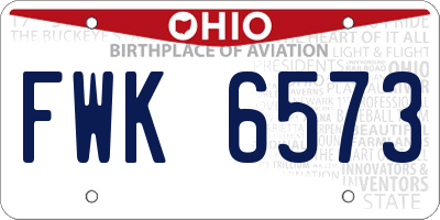 OH license plate FWK6573