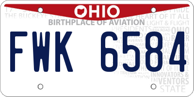 OH license plate FWK6584