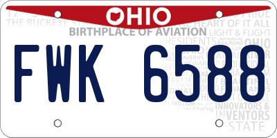 OH license plate FWK6588
