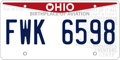 OH license plate FWK6598