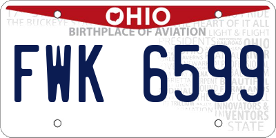 OH license plate FWK6599