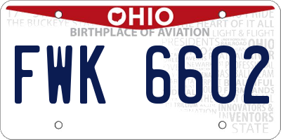 OH license plate FWK6602