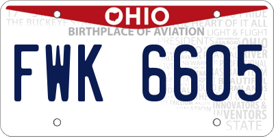 OH license plate FWK6605