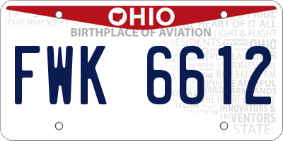 OH license plate FWK6612