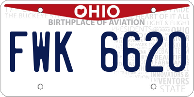 OH license plate FWK6620