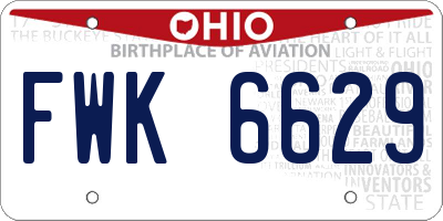 OH license plate FWK6629