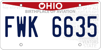 OH license plate FWK6635