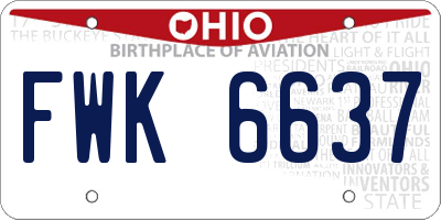 OH license plate FWK6637