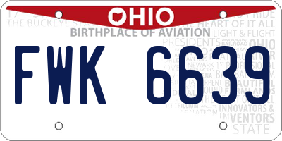 OH license plate FWK6639