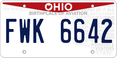 OH license plate FWK6642