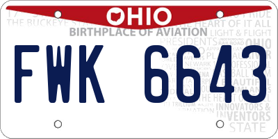 OH license plate FWK6643