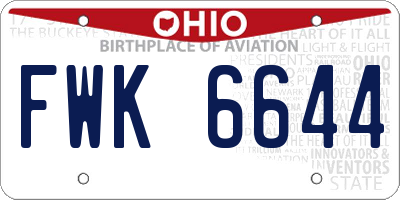 OH license plate FWK6644