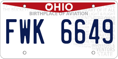 OH license plate FWK6649