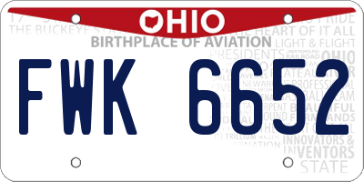 OH license plate FWK6652