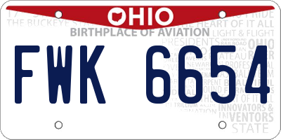 OH license plate FWK6654