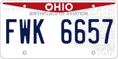 OH license plate FWK6657