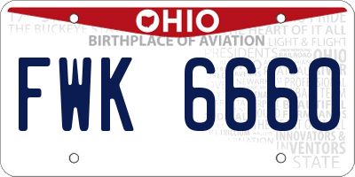 OH license plate FWK6660