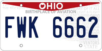 OH license plate FWK6662