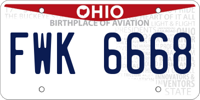 OH license plate FWK6668