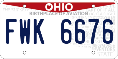 OH license plate FWK6676