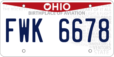 OH license plate FWK6678