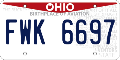 OH license plate FWK6697