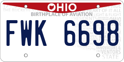 OH license plate FWK6698