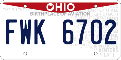 OH license plate FWK6702